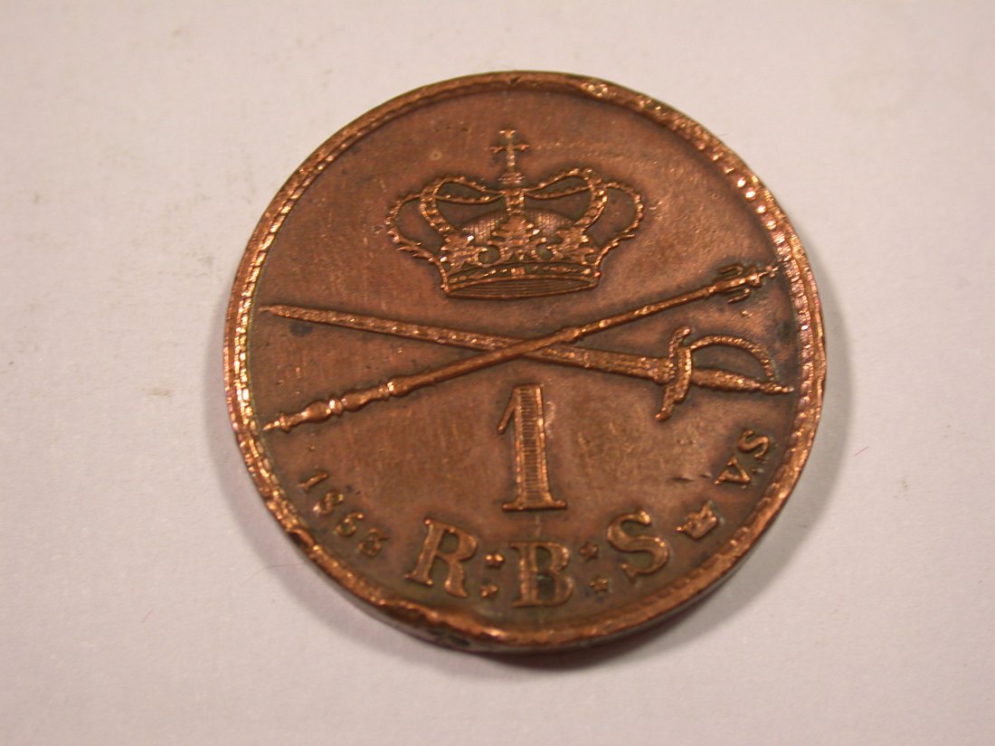 J02 Dänemark 1 Rigsbank Skilling 1853 in s/ss Originalbilder