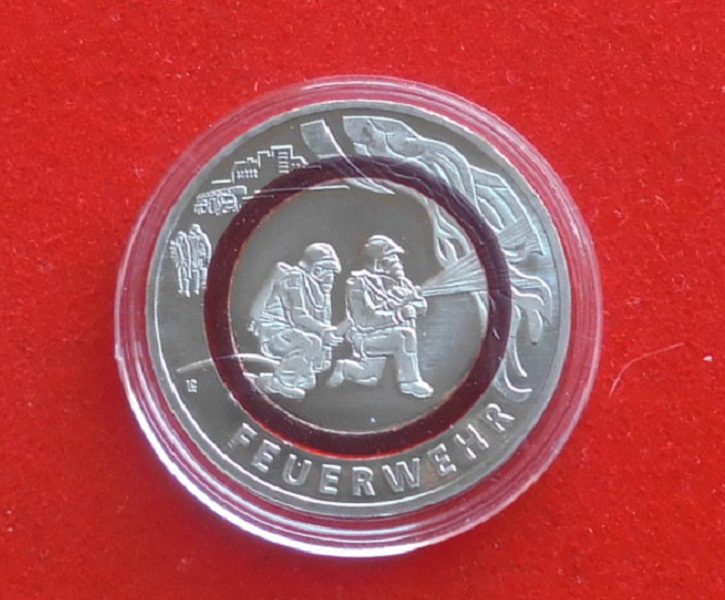 10 Euro 2023 G BRD Gedenkmünze Feuerwehr mit Polymerring UNC verkapselt rar !