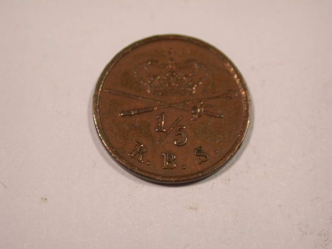 J02 Dänemark 1/5 Rigsbank Skilling 1842 in ss/vz Originalbilder