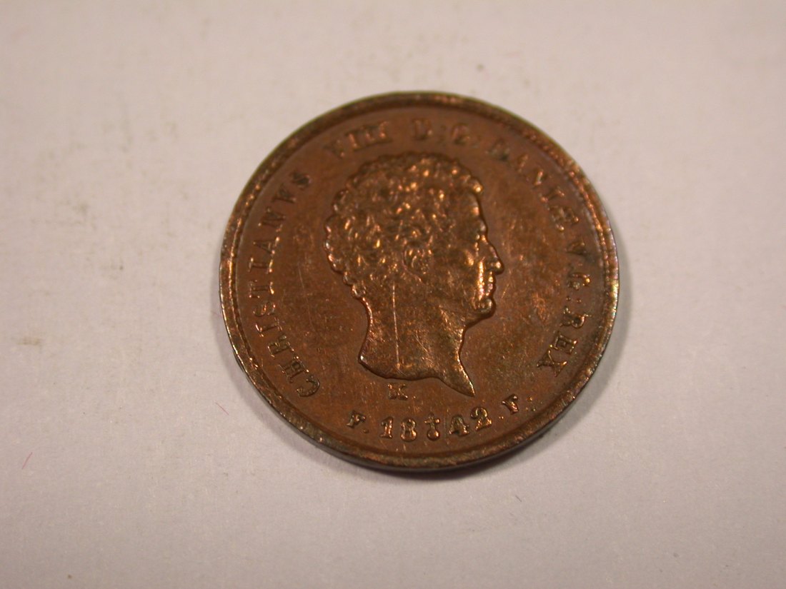  J02  Dänemark  1/5  Rigsbank Skilling  1842 in ss/vz   Originalbilder   