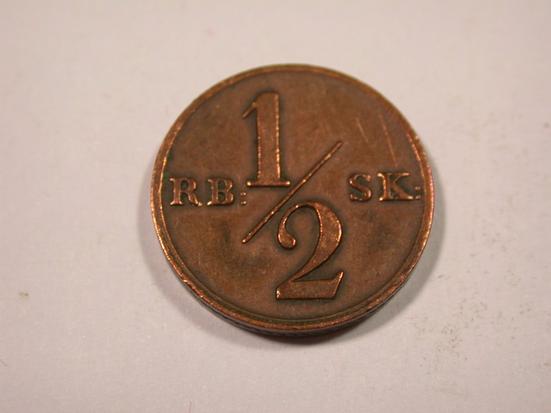 J02 Dänemark 1/2 Rigsbank Skilling 1838 in ss Originalbilder