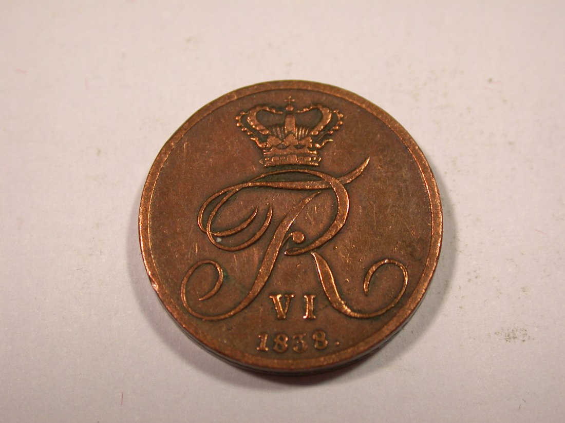  J02  Dänemark  1/2 Rigsbank Skilling  1838 in ss    Originalbilder   