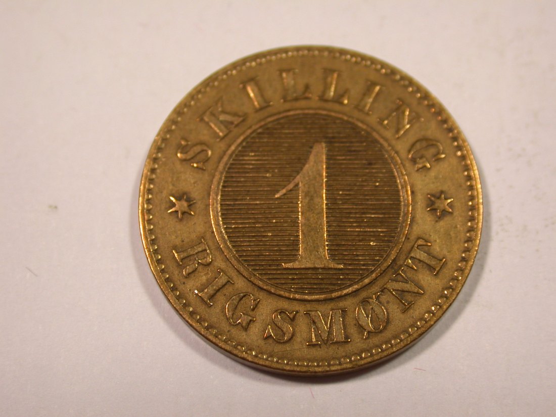 J02 Dänemark 1 Rigsbank Skilling 1856 in ss/ss+ Originalbilder