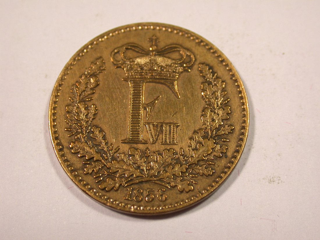  J02  Dänemark  1 Rigsbank Skilling 1856 in ss/ss+    Originalbilder   