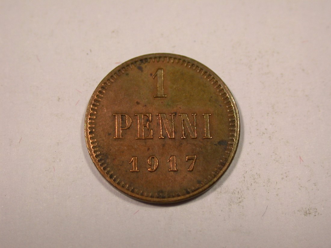 J02 Finnland unter Russland 1 Penni 1915 in vz+/f.ST Originalbilder