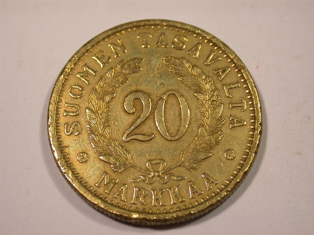 J02 Finnland 20 Markaa 1937 in f.ss, Randfehler Originalbilder