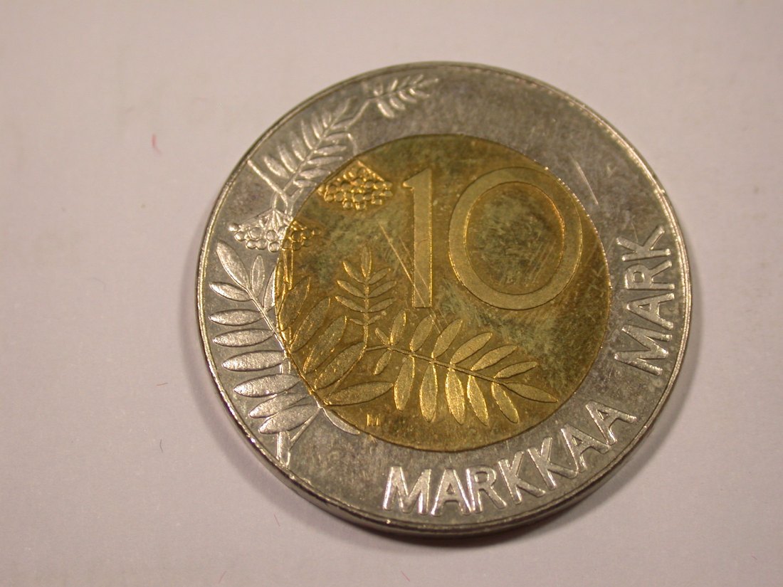 J02 Finnland 10 Markaa 1995 Bimetall, in f.ST Originalbilder