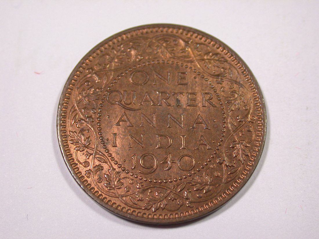 J02 Großbritannien für Indien 1/4 Anna 1940 in f.st/ST !! Originalbilder
