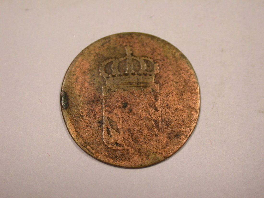  J02  Bayern  1 Pfennig 1820  Belegstück  R    Originalbilder   