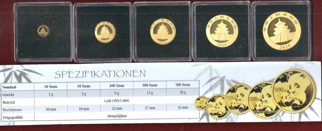  China Goldset 2019 30+15+8++3+1 Gramm Feingold Goldankauf Koblenz Frank Maurer AJ698   