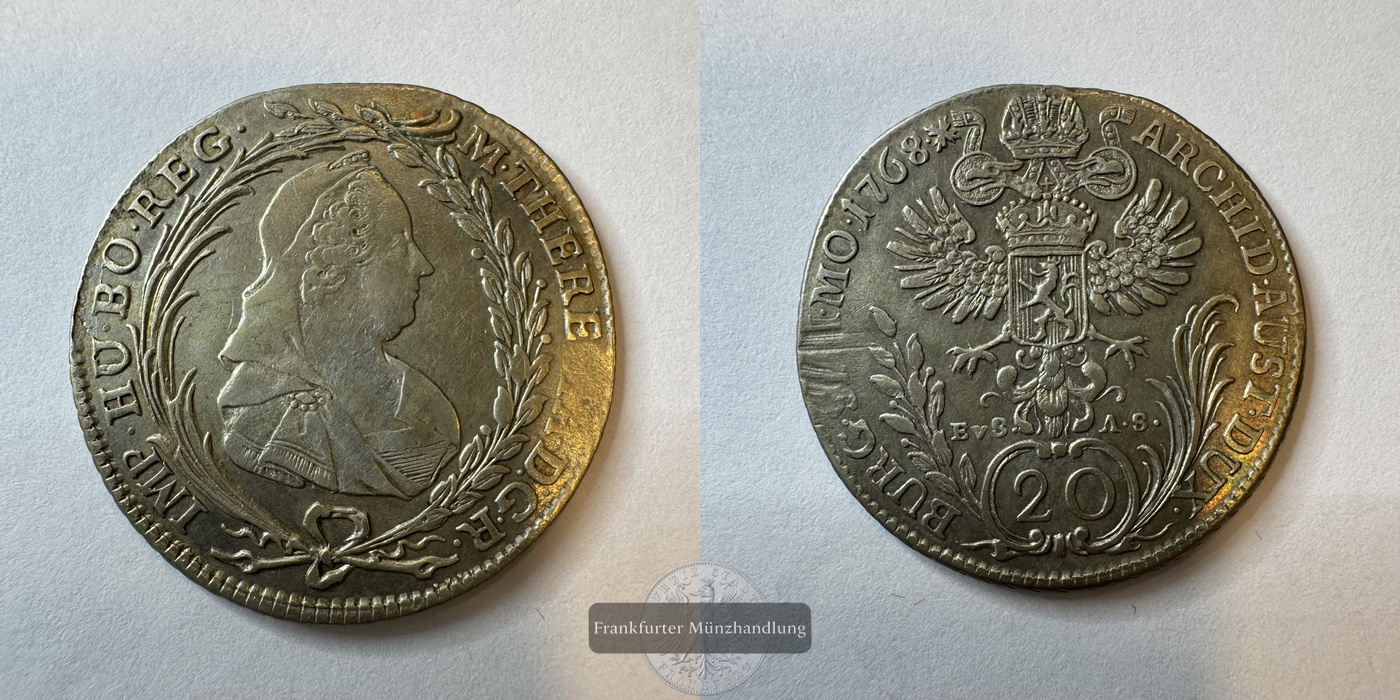  Österreich / 20 Kreuzers 1768 Maria Theresia FM-Frankfurt Silberraugewicht: 6,60g   