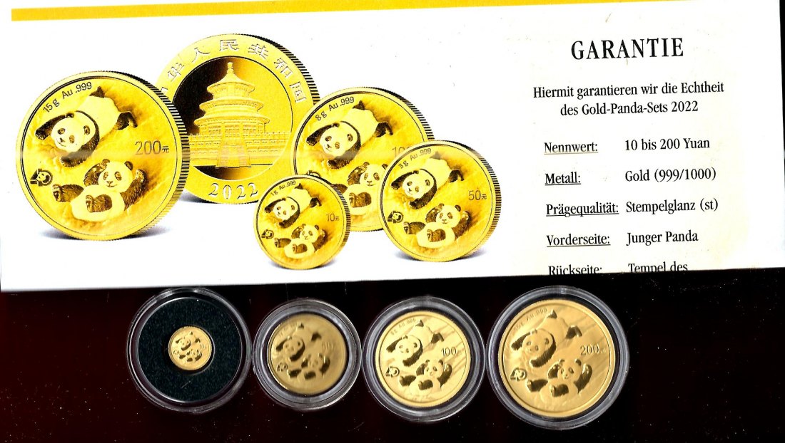  China Goldset 2022 15+8++3+1 Gramm Feingold Goldankauf Koblenz Frank Maurer AJ699   