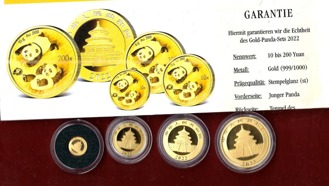  China Goldset 2022 15+8++3+1 Gramm Feingold Goldankauf Koblenz Frank Maurer AJ699   