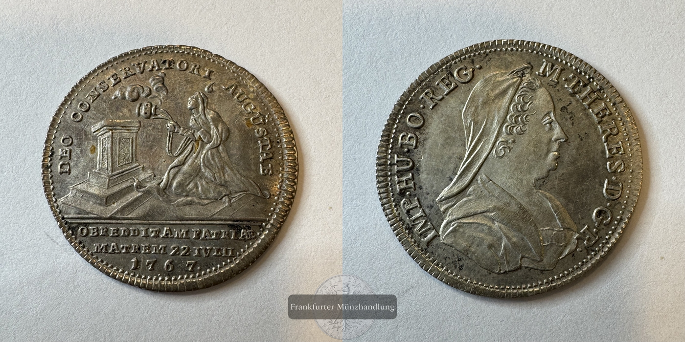  Österreich / Medaille Maria Theresia Pocken 1767 FM-Frankfurt Silberraugewicht: 2,07g   