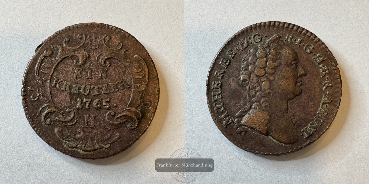  Österreich / 1 Kreuzer 1765 Francis I FM-Frankfurt KM#2007 Kupfer: 11g   