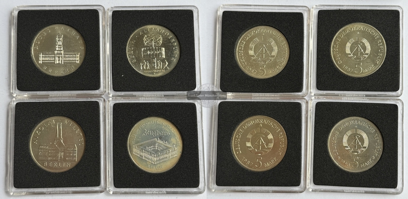  DDR Lot 4x 5 Mark - 1987/1990   verschied. Motive  FM-Frankfur Gewicht: 38,4g   