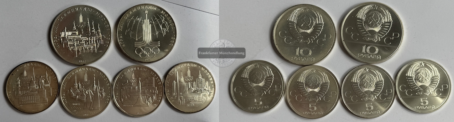  Russland  Münzsatz  Olympia 1980   FM-Frankfurt  Feingewicht: 119,9g  Silber   