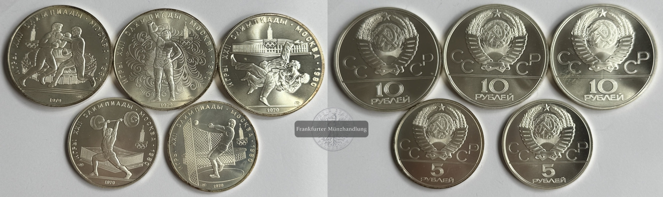  Russland  Münzsatz  Olympia 1980   FM-Frankfurt  Feingewicht: 123,25g  Silber   