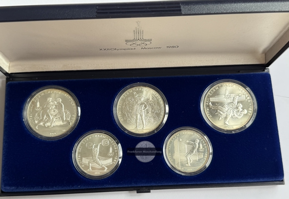  Russland  Münzsatz  Olympia 1980   FM-Frankfurt  Feingewicht: 123,25g  Silber   