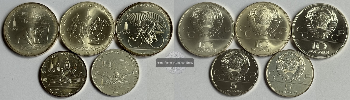  Russland  Münzsatz  Olympia 1980   FM-Frankfurt  Feingewicht: 123,25g  Silber   