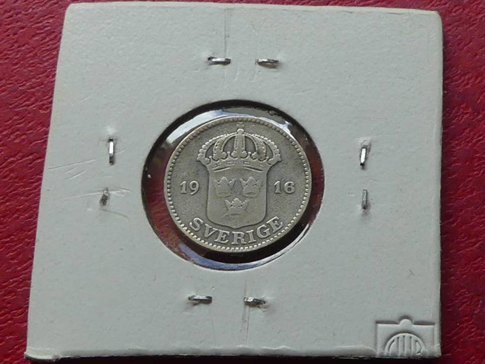  Schwedische Silbermünze 25 Öre 1916   
