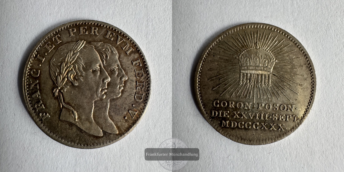  Ungarn / Krönungsmedaille Ferdinand V 1830 FM-Frankfurt Silberraugewicht: 3,26g   