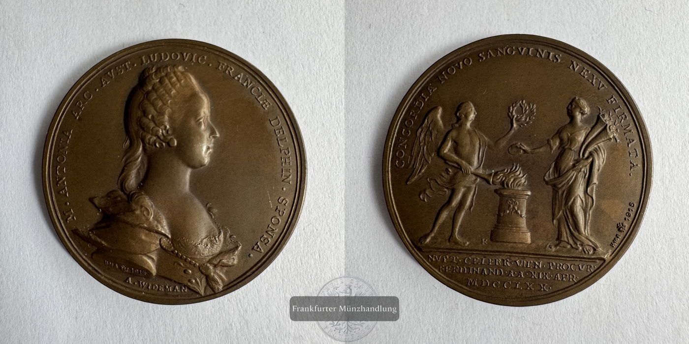  Österreich / Medaille Hochzeit Maria Antonia & Dauphin Louis NP 1915 FM-Frankfurt Kupfer: 15,56g   