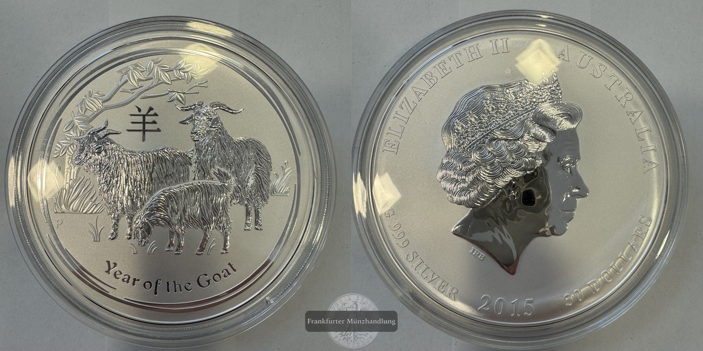  Australien 30 Dollar 2015 Jahr der Ziege FM-Frankfurt KM#3144 Feinsilber: 1.000g   