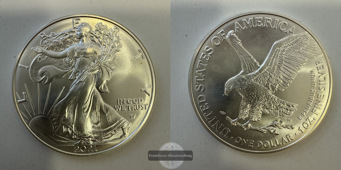  USA  1 Dollar 2021 (2021-25) American Silver Eagle  FM-Frankfurt KM#746 Feinsilber: 31,06g   