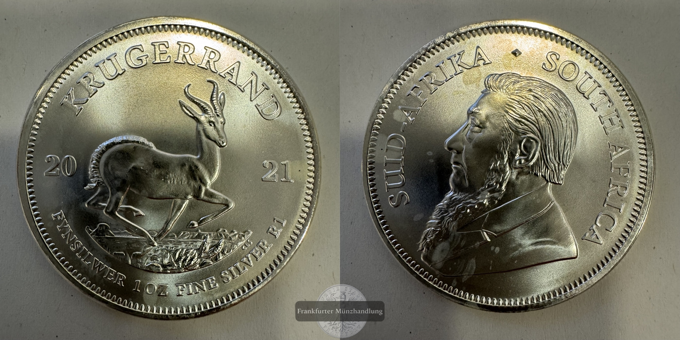  Südafrika 1 Rand Krügerrand  2021  FM-Frankfurt  Feinsilber: 31,1g   