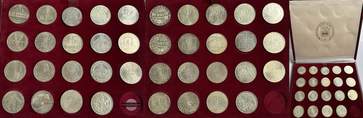  Österreich. 19x 100 Schilling 1975-1979  FM-Frankfurt KM#2996 Feinsilber: 342g PP   