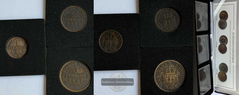  Preußen -  1/2/3  Pfennig  1867-1873  FM-Frankfurt Feinsilber: 2,5g   