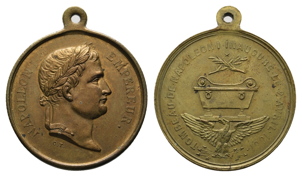 Medaille; Napoleon I.; Bronze; gehenkelt; 16,01 g; Ø 34,5 mm   