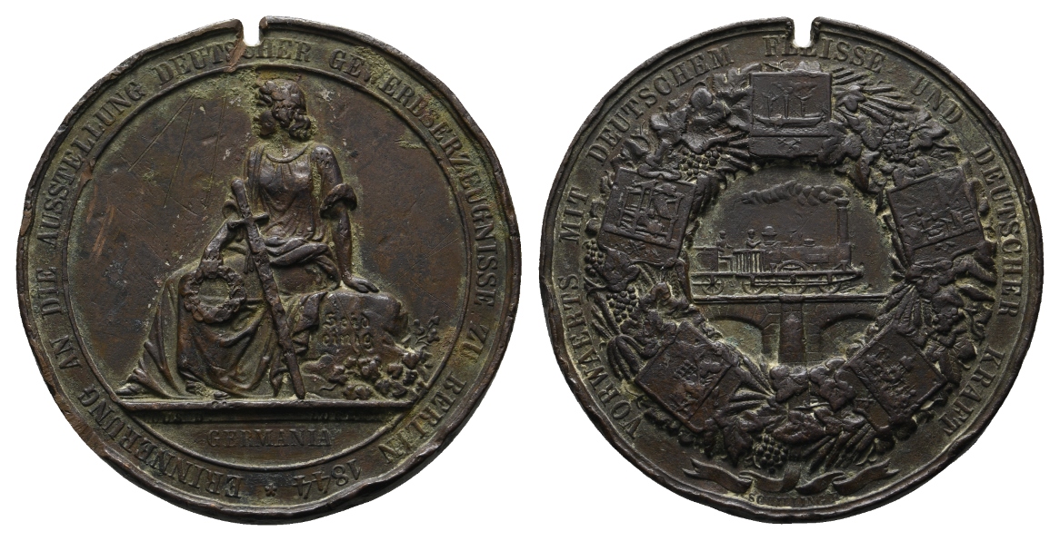  Medaille; Ausstellung deutscher Gewerbserzeugnissen Berlin 1844; Bronze; 49,04 g; Ø 45,0 mm   