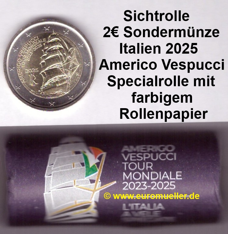 Italien Specialrolle...2 Euro Gedenkmünze 2025...Amerigo Vespucci   