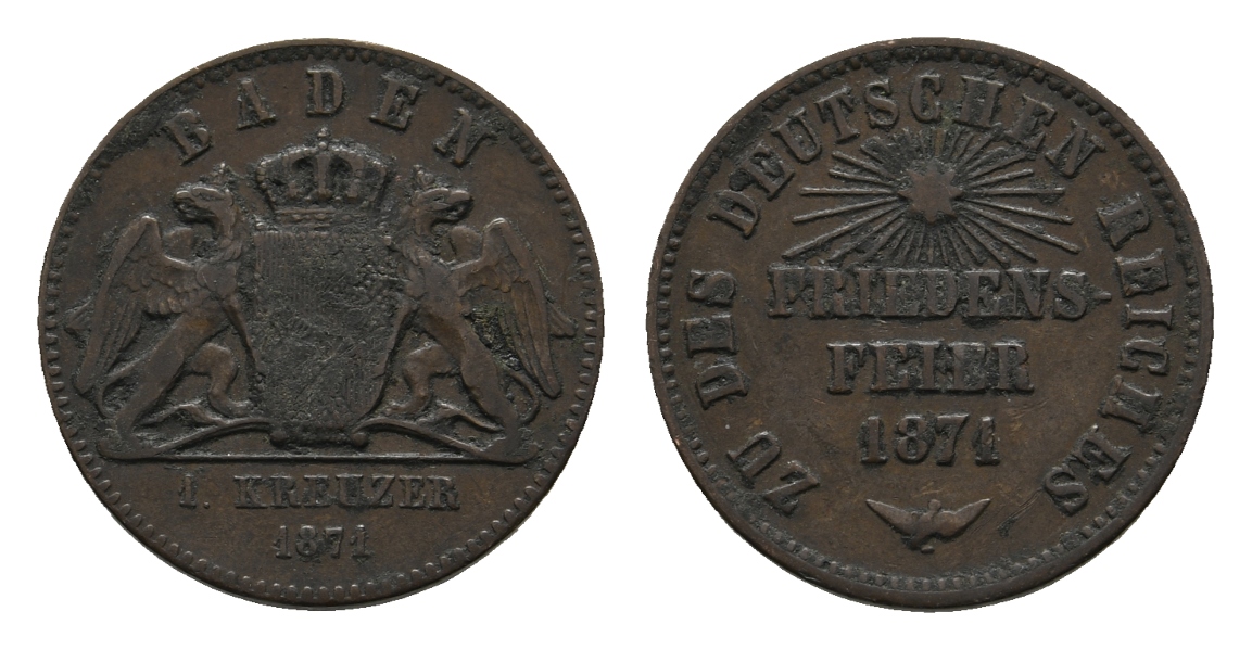  Altdeutschland; Baden; Kreuzer 1871   