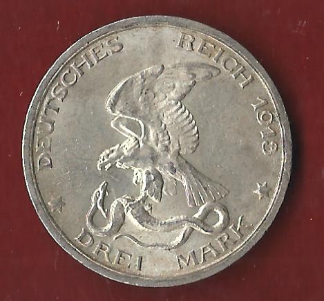  Preussen 3 Mark Befreiungskriege 1913 Münzankauf Koblenz Frank Maurer AK 2   