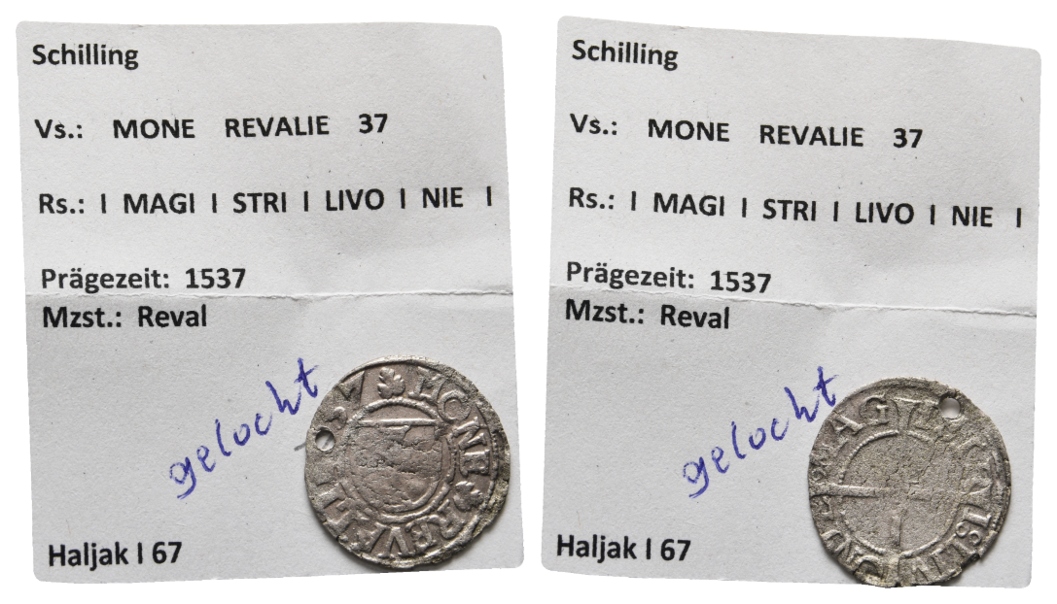  Mittelalter; Schilling, gelocht   
