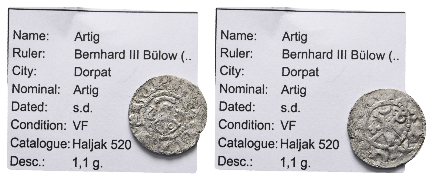  Mittelalter; Dorpat Artig; Bernhard III Bülow   