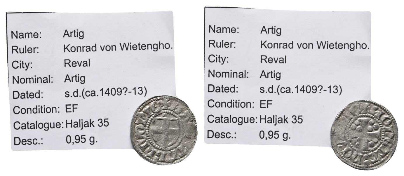  Mittelalter; Reval Artig; Konrad von Wietengho.   
