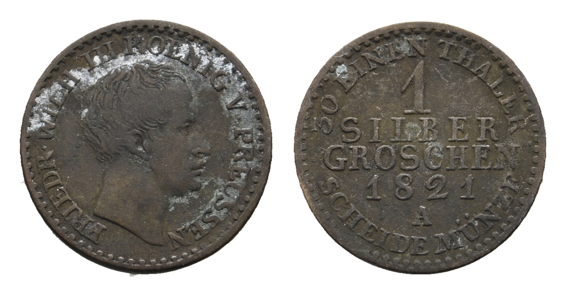  Altdeutschland; Preußen; Kleinmünze 1821   