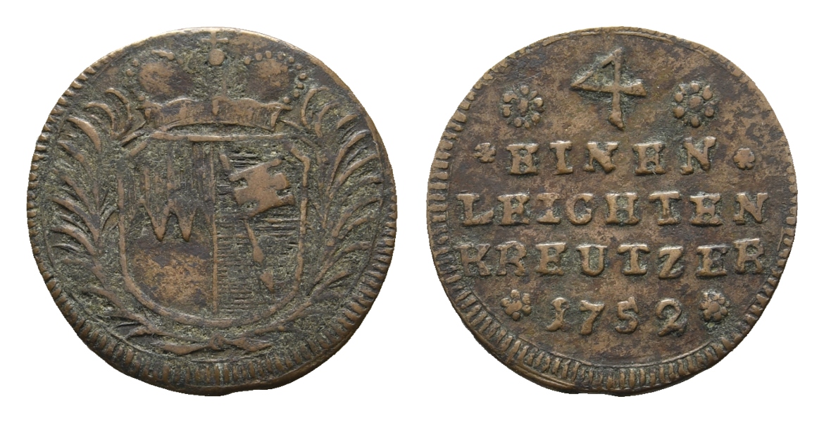  Altdeutschland; Würzburg; Kleinmünze 1752   