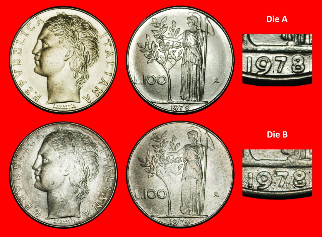 Ⰶ GODDESS MINERVA (1954-1989): ITALY ★ 100 LIRAS 1978R! 2 DISCOVERY COINS! ★ LOW START ★ NO RESERVE!   