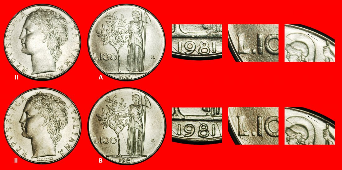  Ⰶ GODDESS MINERVA (1954-1989): ITALY ★ 100 LIRAS 1981R! 2 DISCOVERY COINS! ★ LOW START ★ NO RESERVE!   
