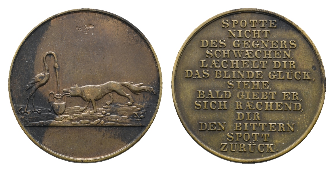  Medaille; Fuchs und Storch ; Bronze; 6,84 g; Ø 27,17 mm   