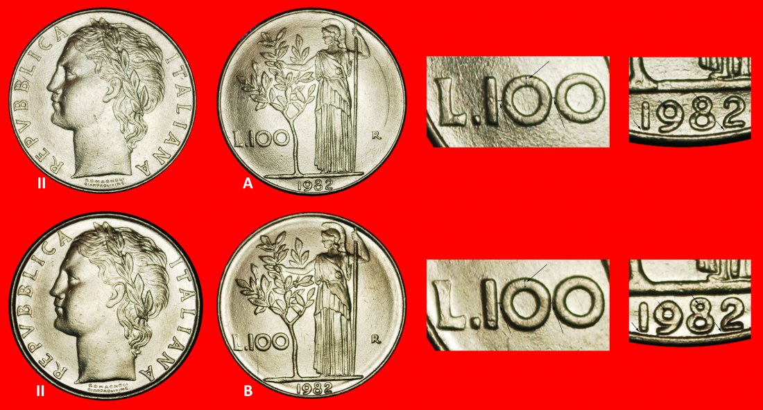  Ⰶ GODDESS MINERVA (1954-1989): ITALY ★ 100 LIRAS 1982R! 2 DISCOVERY COINS! ★ LOW START ★ NO RESERVE!   