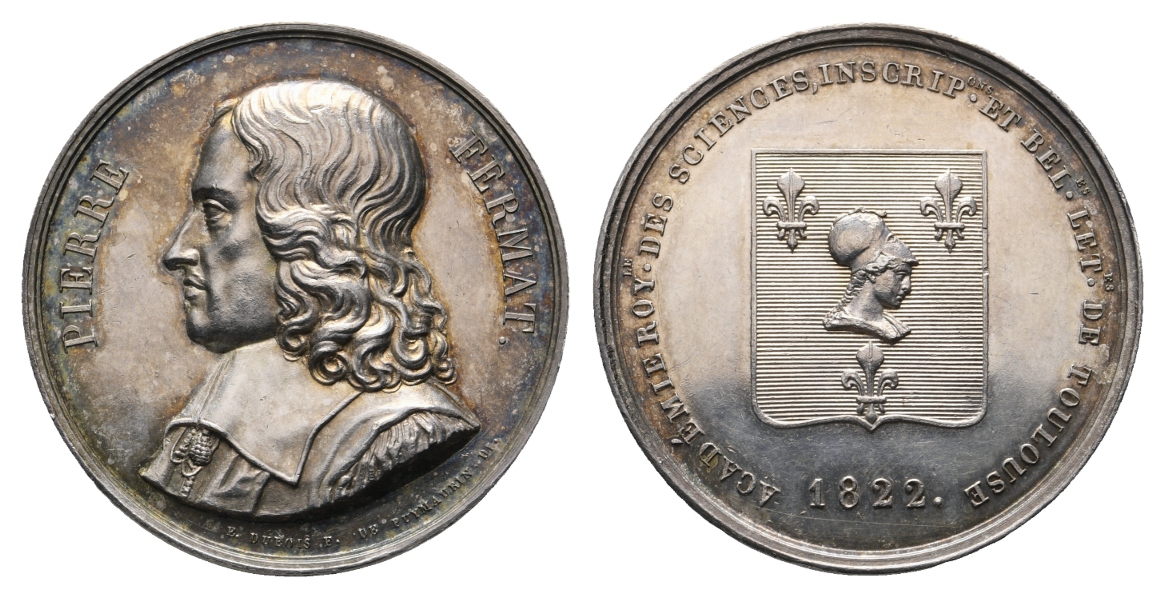  Medaille 1822; Pierre Fermat.; silber; 19,81 g; Ø 36,27 mm   
