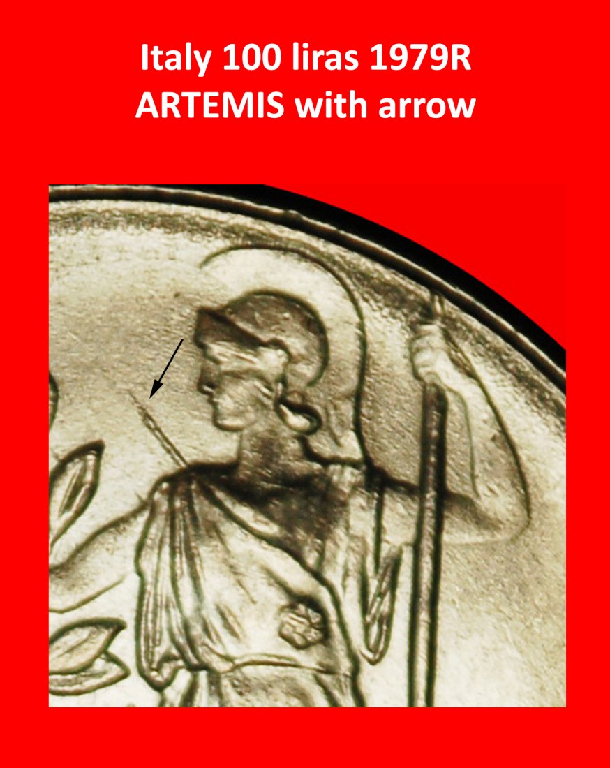 Ⰶ GODDESS ARTEMIS NOT MINERVA (1954-1989): ITALY ★ 100 LIRAS 1979R! ERROR! ★ LOW START ★ NO RESERVE!