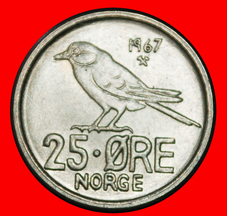 Ⰶ BIRD (1958-1973): NORWAY ★ 25 ORE 1967! OLAV V (1957-1991)★ LOW START ★ NO RESERVE!