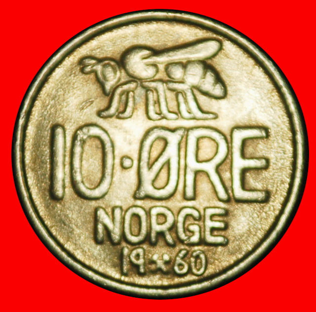 Ⰶ HONIGBIENE (1959-1973): NORWEGEN ★ 10 OERE 1960! OLAV V. (1957-1991)★OHNE VORBEHALT!